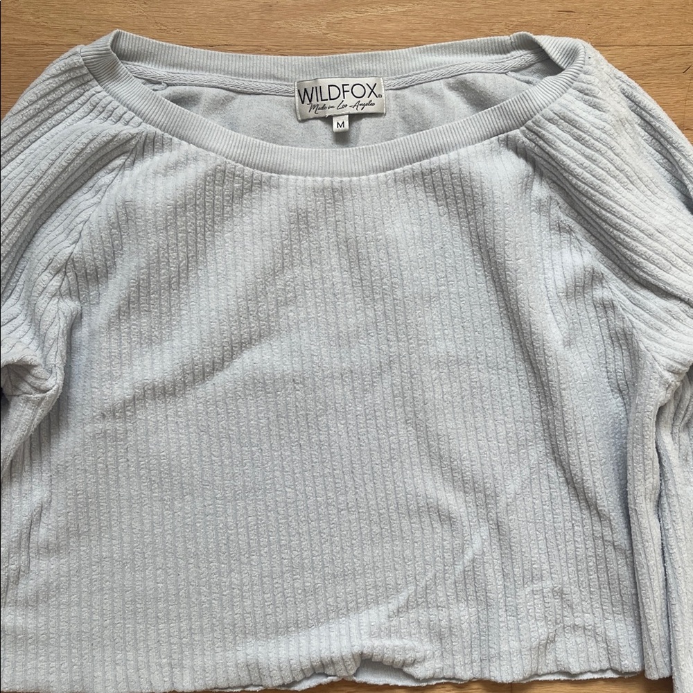 Wildfox Heather light Blue Gray Long Sleeve Top size M - Picture 5 of 12